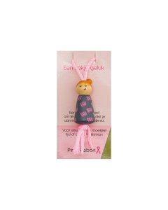 Pink Ribbon Gelukspoppetje Grijs