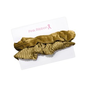 Pink Ribbon scrunchie set á 2 goud