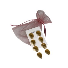 Pink Ribbon oorhangers – gouden druppels (Stainless Steel)