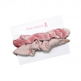 Pink Ribbon scrunchie set á 2 roze