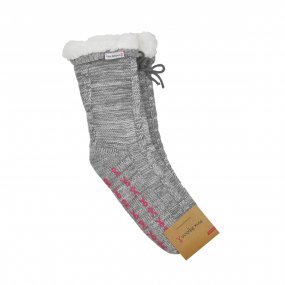 Pink Ribbon home socks grijs