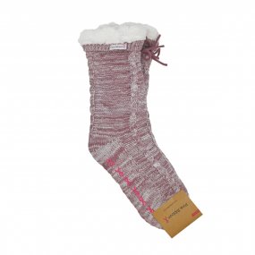 Pink Ribbon home socks roze