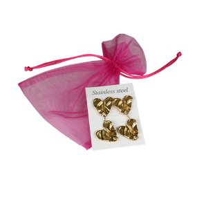 Pink Ribbon oorhangers – gouden golf hartjes (Stainless Steel)