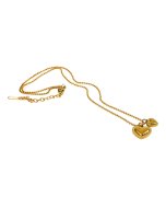 Pink Ribbon ballchain ketting met groot en klein hart by Bazou